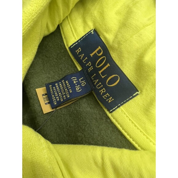 Polo Ralph Lauren Boys L(14-16) Bear Colorblock Hoodie Sweater Fleece Olive NWT - Picture 8 of 8